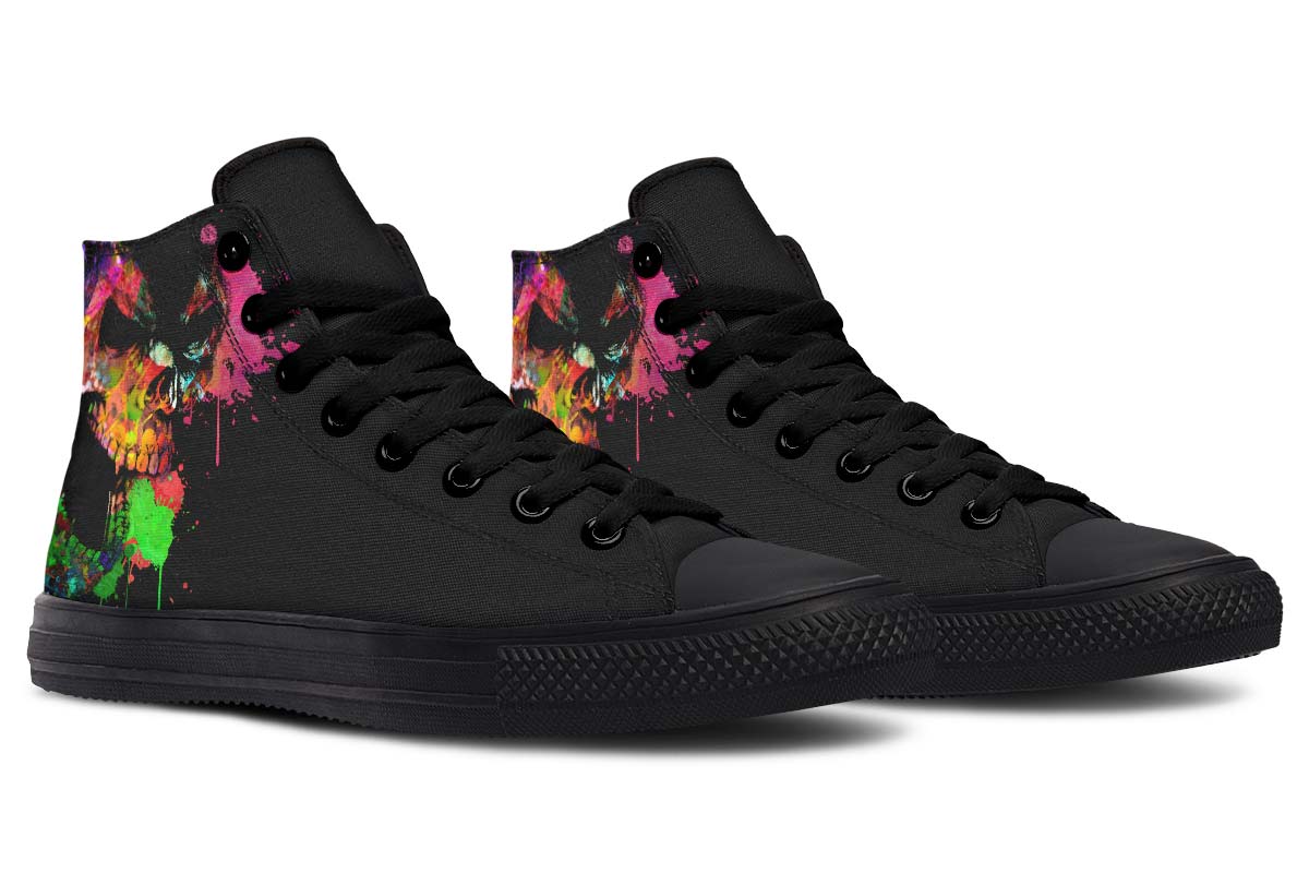 Men's And Women's Fashion Color Printing High-top Canvas Shoes