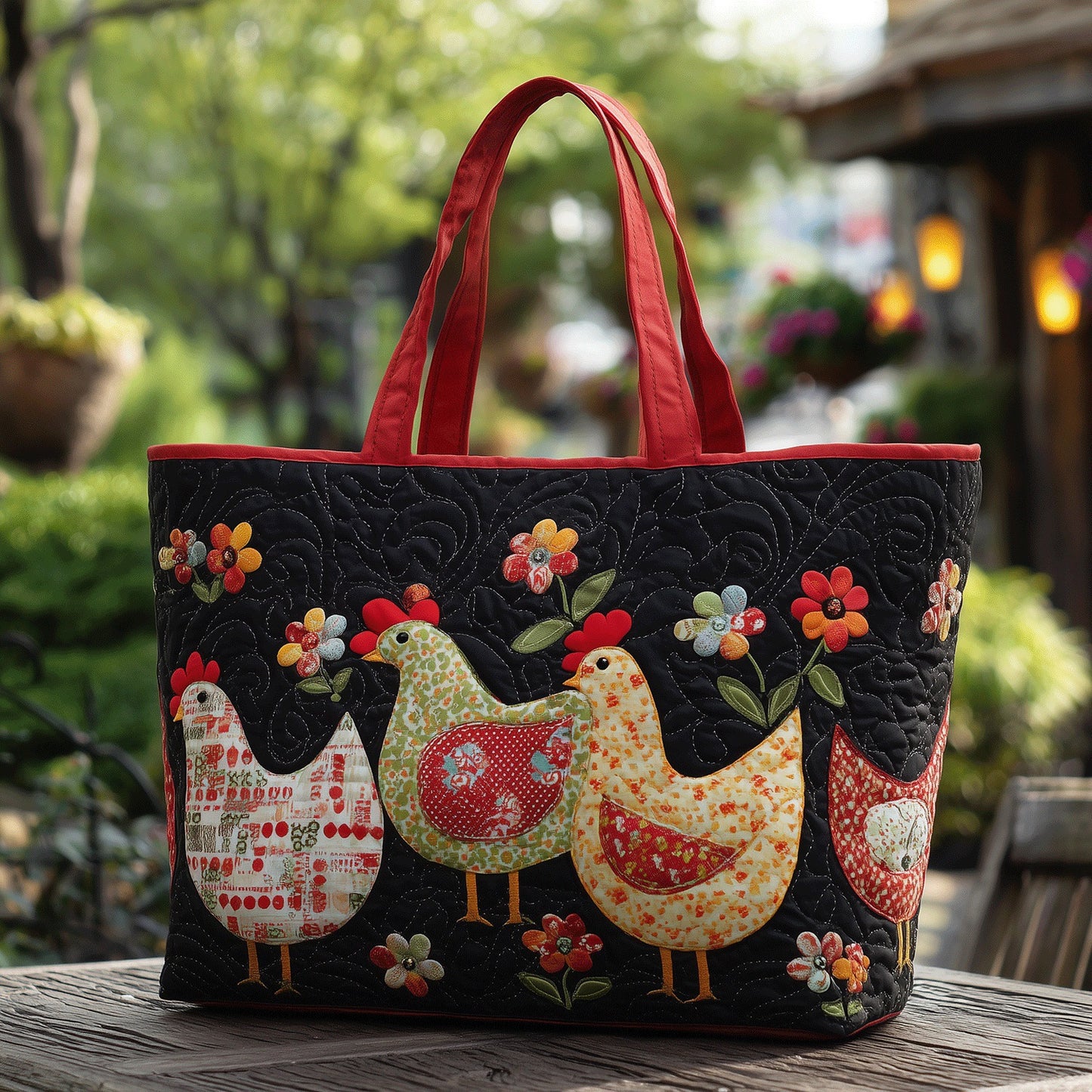 New Digital-print Tote Bag With A Personalized Floral Design In Canvas