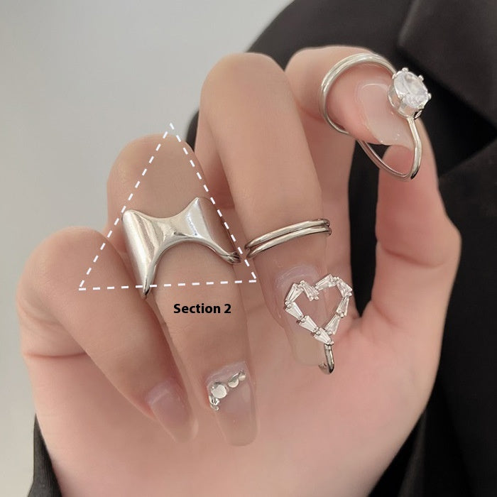 Cross-border New Arrival Micro Inlaid Zircon Graceful Personality Wear Removable Fake Nail Tip Ring