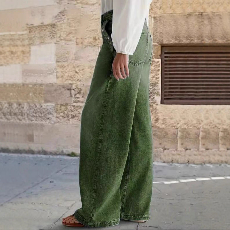 Kvinders stilfulde afslappede jeans med vide ben
