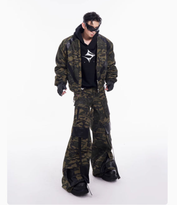 American Retro Quilted Camouflage Jacket Coat For Men