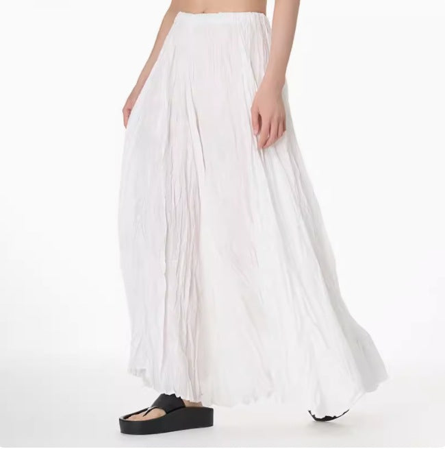 Irregular Ultra-long Mop Umbrella Skirt Slimming Pleated Half-length