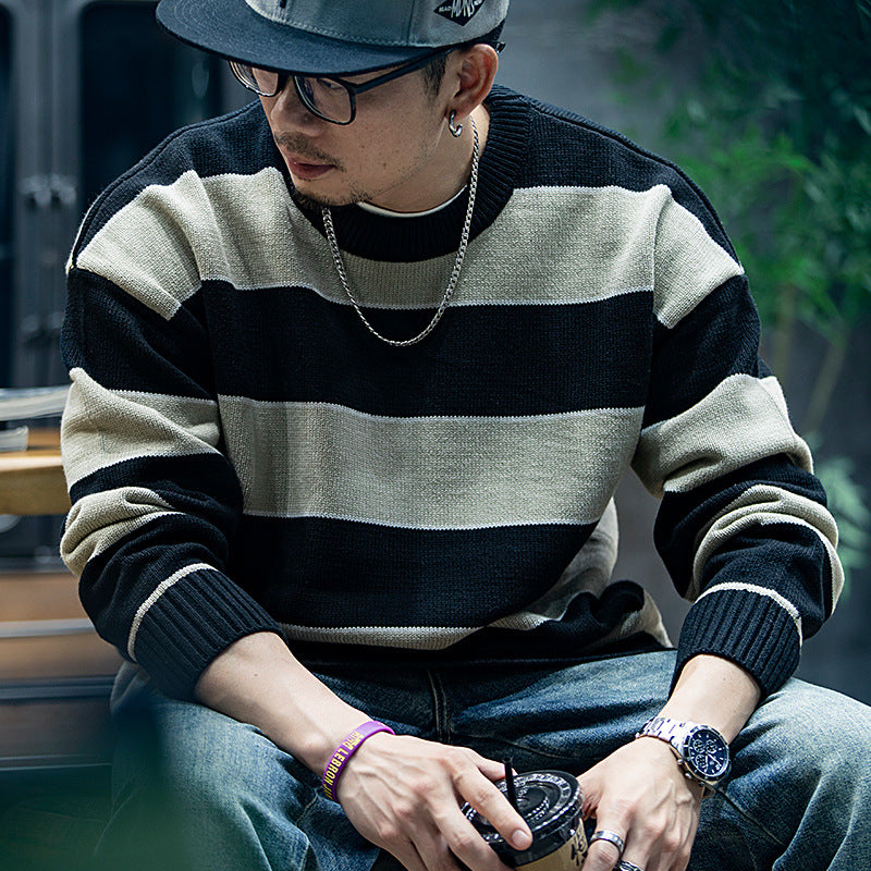 Herre Løs Mode Mærke Amerikansk Rundhals Casual Sweater Herre