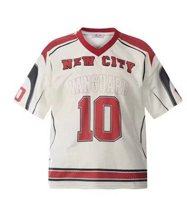 Women's American Retro Printed Baseball Uniform Short Sleeve