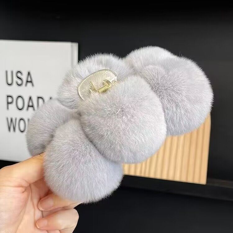 Elegant Rex Rabbit Fur Ball Grip Large Plush