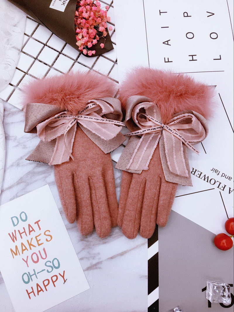 Cute Warm Touch Screen Thickened Warm Finger Gloves