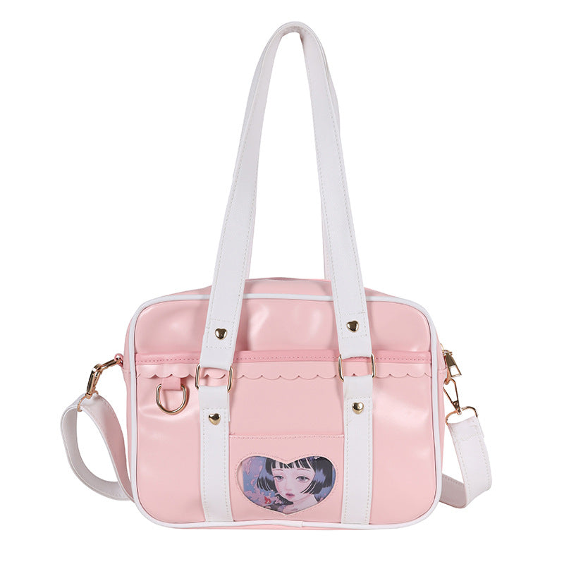 Japanese Animation Surrounding Cute Soft Sister Jk Uniform Portable Messenger Bag Funny Personality Transparent Card Student Bag
