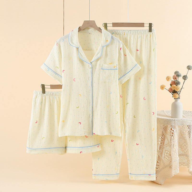 Women's Crepe Cotton Yarn Fashion Three-piece Set