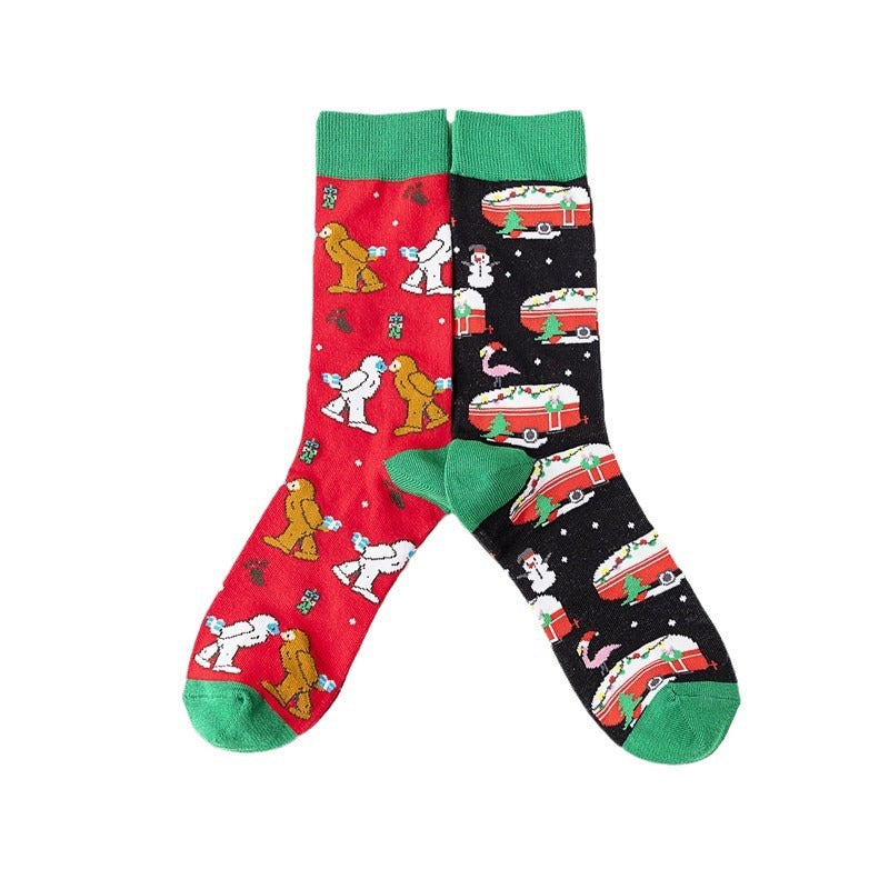 Cotton Cartoon Men's Personalized Christmas Mid-calf Socks