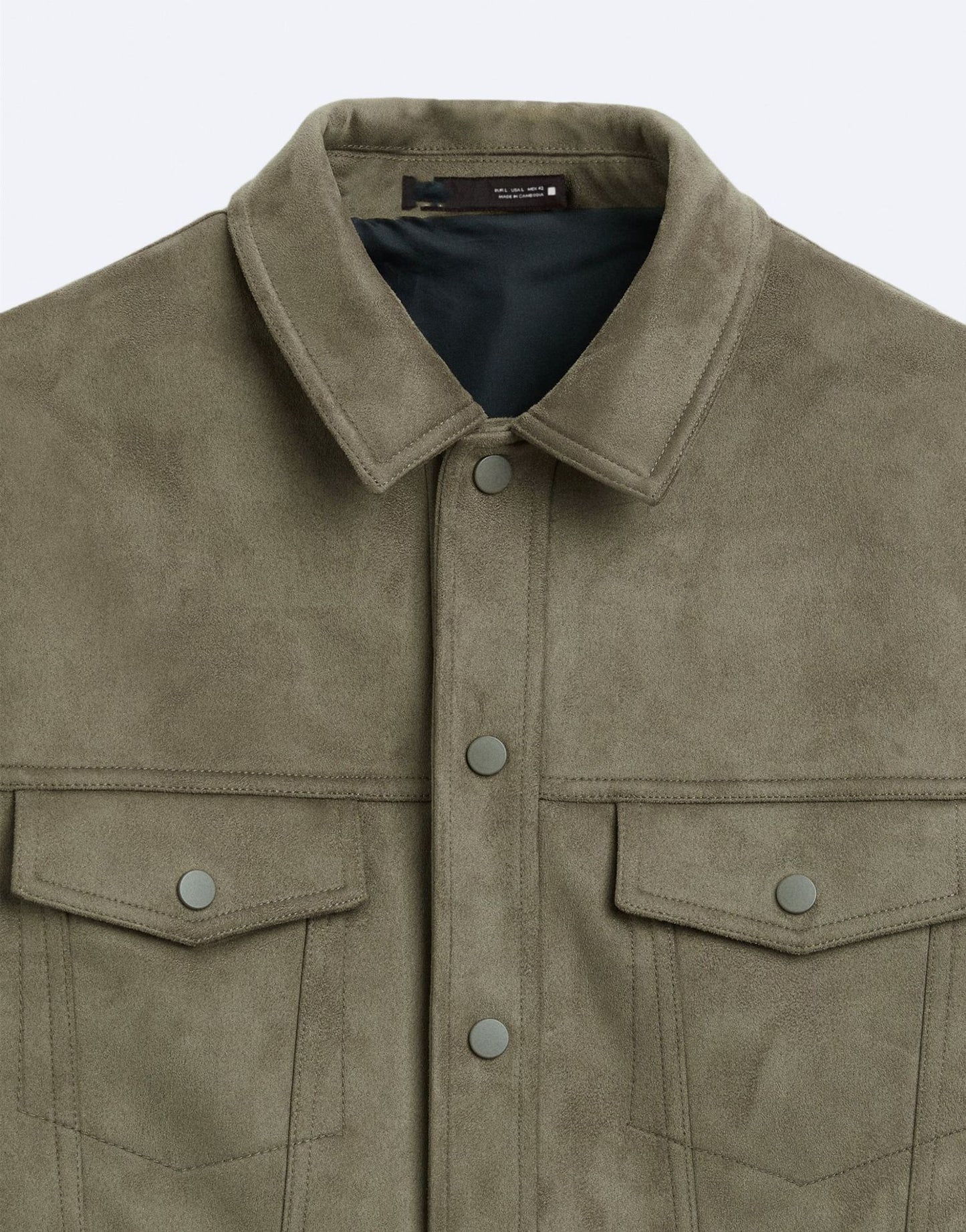 Mens Suede-Effect Lapel Jacket Coat