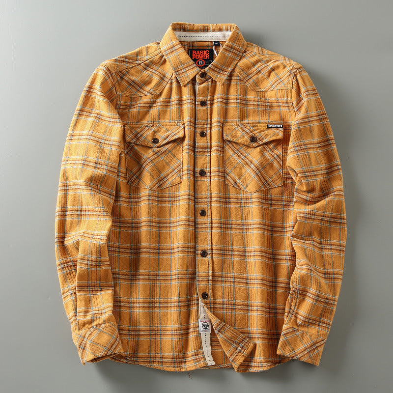 Cotton Washed Brushed Thick Retro Casual Shirt