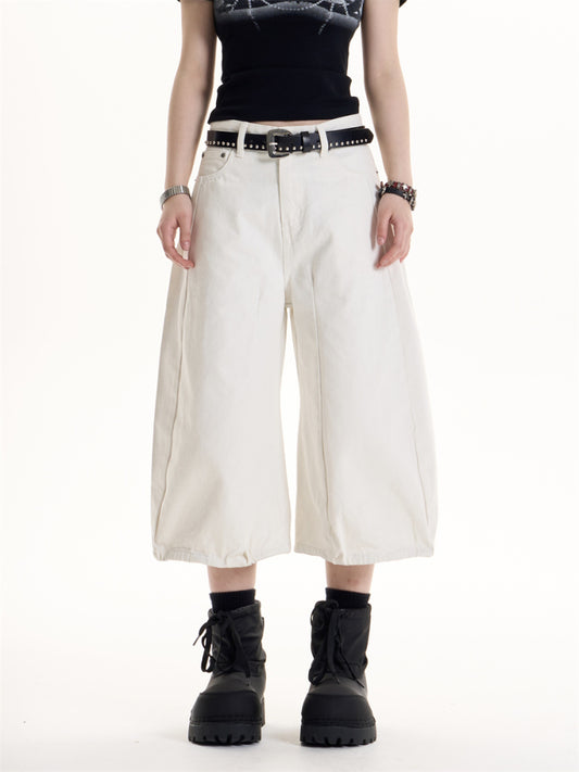 American Retro Hot Girl Style White Wide-leg Casual Pants