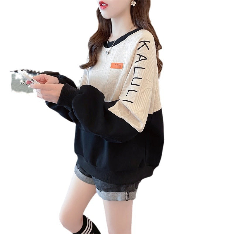 Dame sweatshirt i amerikansk retro kontrastfarve