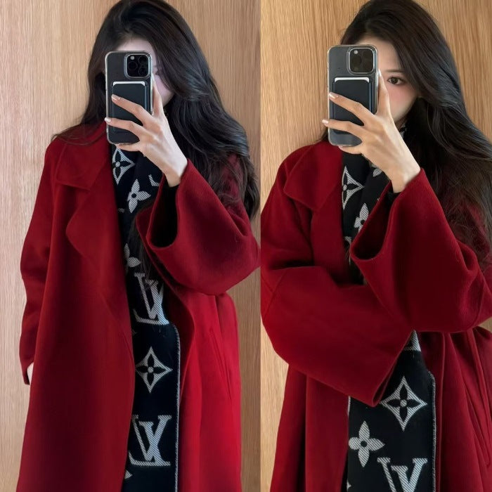 New Year Wool Coat With Down Liner For Women Long Style Outerwear