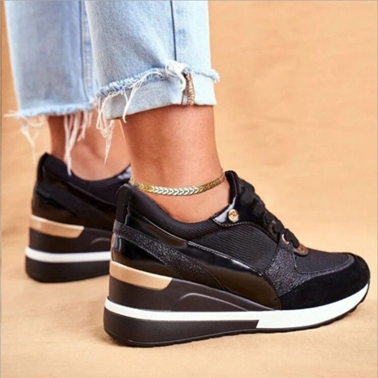 Color Matching Spring Low Cut Daily Black Breathable Female Round Toe Women's Shoes