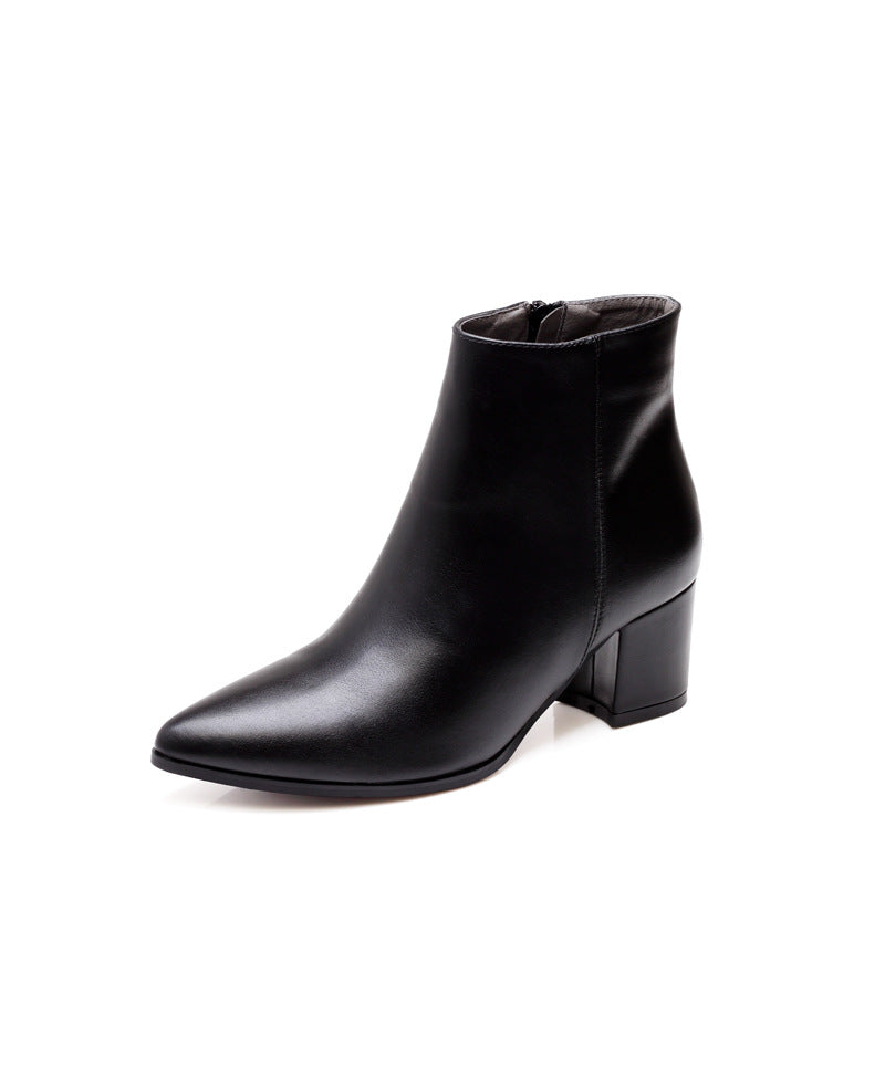 New European And American High-heeled Martin Boots Pointed Thick