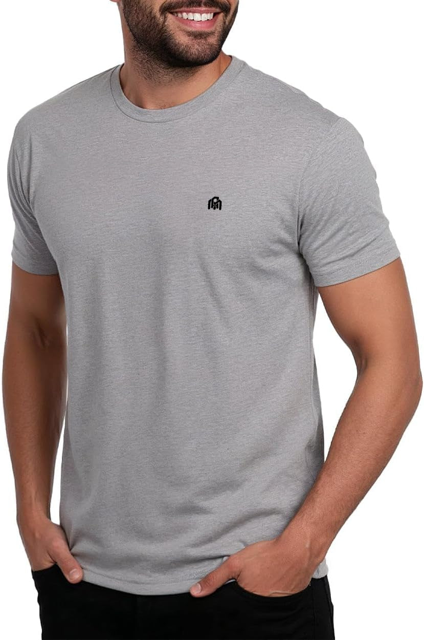 Mens T Shirt with Logo - Short Sleeve Crew Neck Soft Fitted Tees S - 4XL Fresh Classic Basic Tshirts