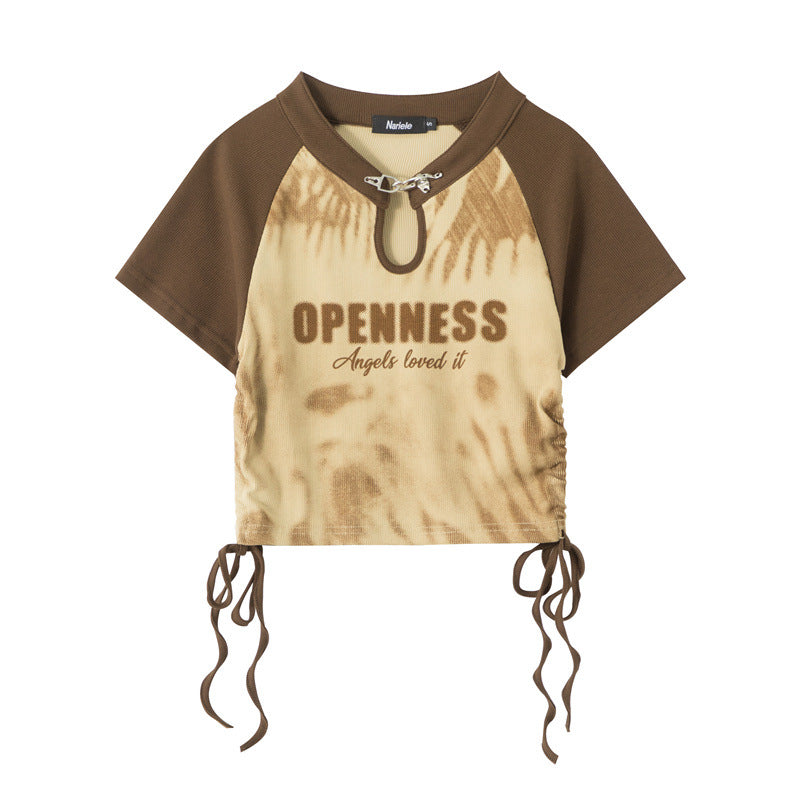 New Chinese Style Short-sleeved T-shirt Women's Summer Strap Raglan Sleeve