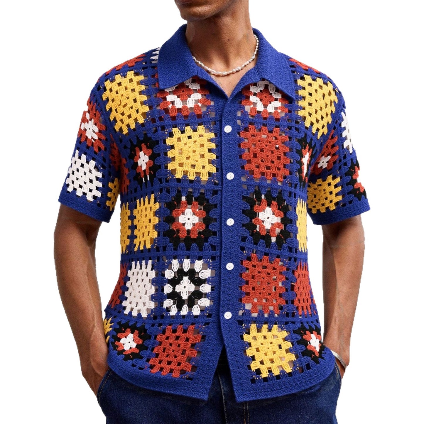 Hand Crocheting Knitwear Hollow Shirt