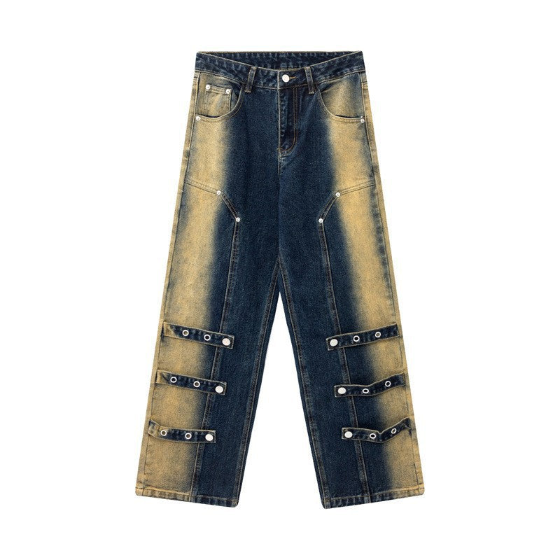 Men's And Women's Same High Street American Monkey Wash Jeans