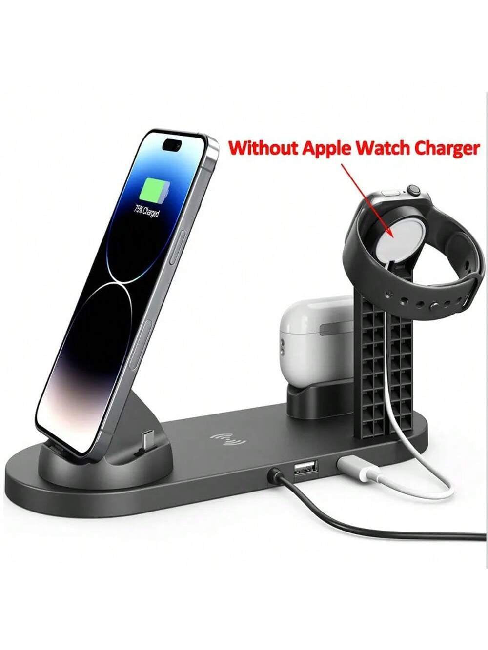6 in 1 Wireless Charger Stand Pad Compatible with Iphone Apple Watch Airpods Desk Phone Chargers Fast Charging Dock Station Compatible with Iphone Multiple Devices Compatible with Iphone Compatible with Apple Watch 1-8, Compatible with Airpods 3/2/Pro, Compatible with Iphone, Ipad, Android Phone Gifts Compatible with Iphone 16 15 14 13 12 11 X 8 Pro Max/Pro/Mini/Plus, Compatible with Watch Compatible with Airpods Suitable for Office, Dorm, and Home