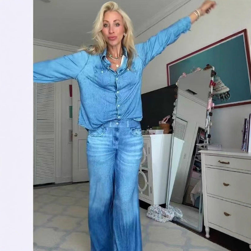 New Stylish Casual Womens Denim Two-piece Set