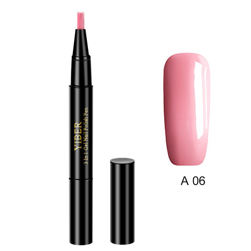 5pcs Nail Polish Pen 3 In 1 One Step Glue Pen Multicolor