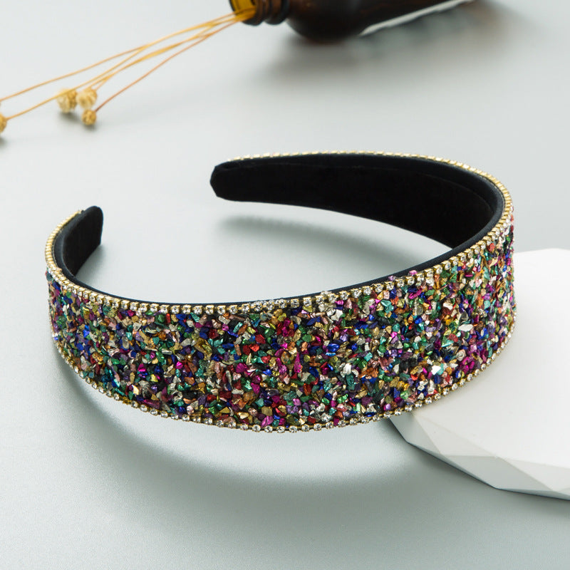 Shiny Diamond-encrusted Wide-brimmed Korean Style High Sense Face Wash Hair Band