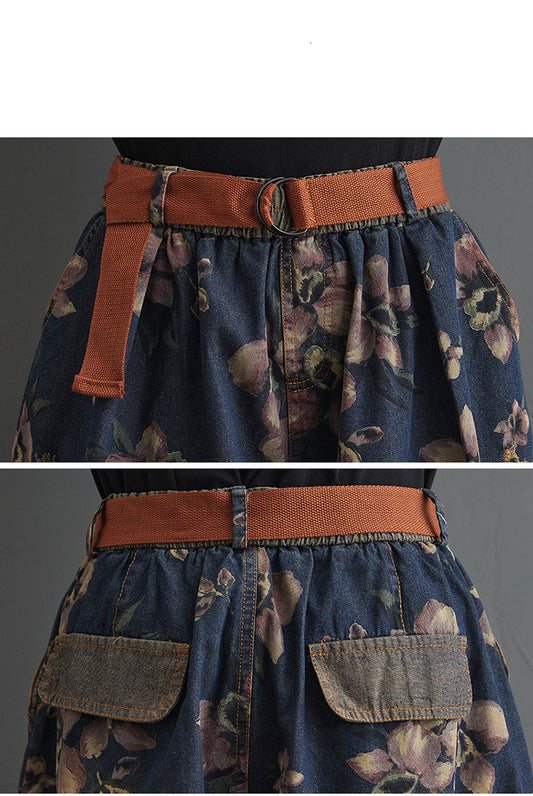 New Fat Sister Print Thin Wide Leg Shorts Women