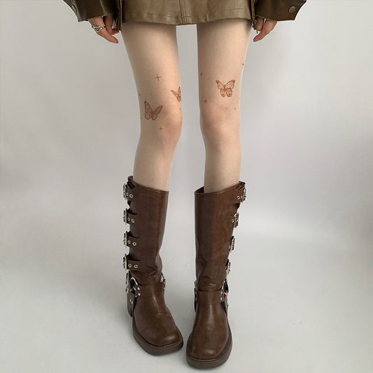 Lolita Tattoo Y2g Tattoo Print Butterfly Stockings