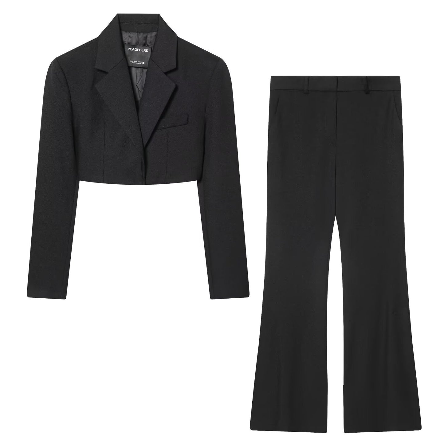 Cropped Waistcoat-style Blazer Low-rise Flared Floor-length Pants