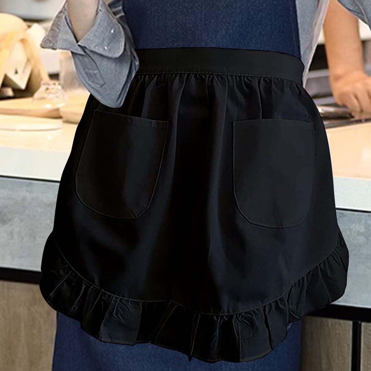 Women's European-style Half-length Flounce Double-pocket Apron