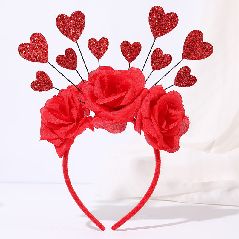 Red Heart Headband Accessories Three-dimensional