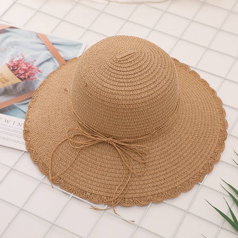 Summer Women's Foldable Lace Butterfly Rope Shade Straw Hat