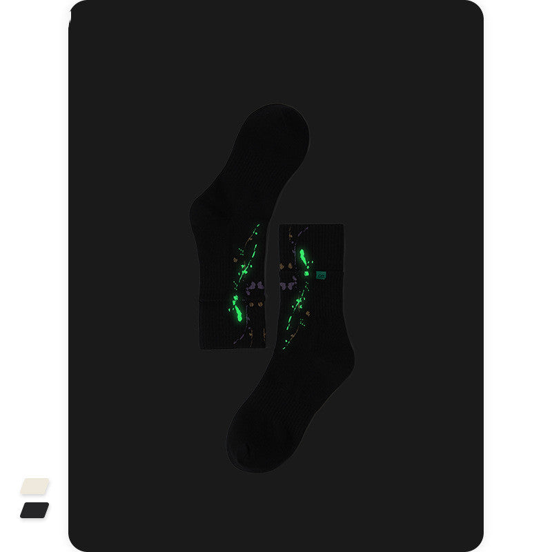New Fake Two-layer Luminous Ink Splashing Sports Socks