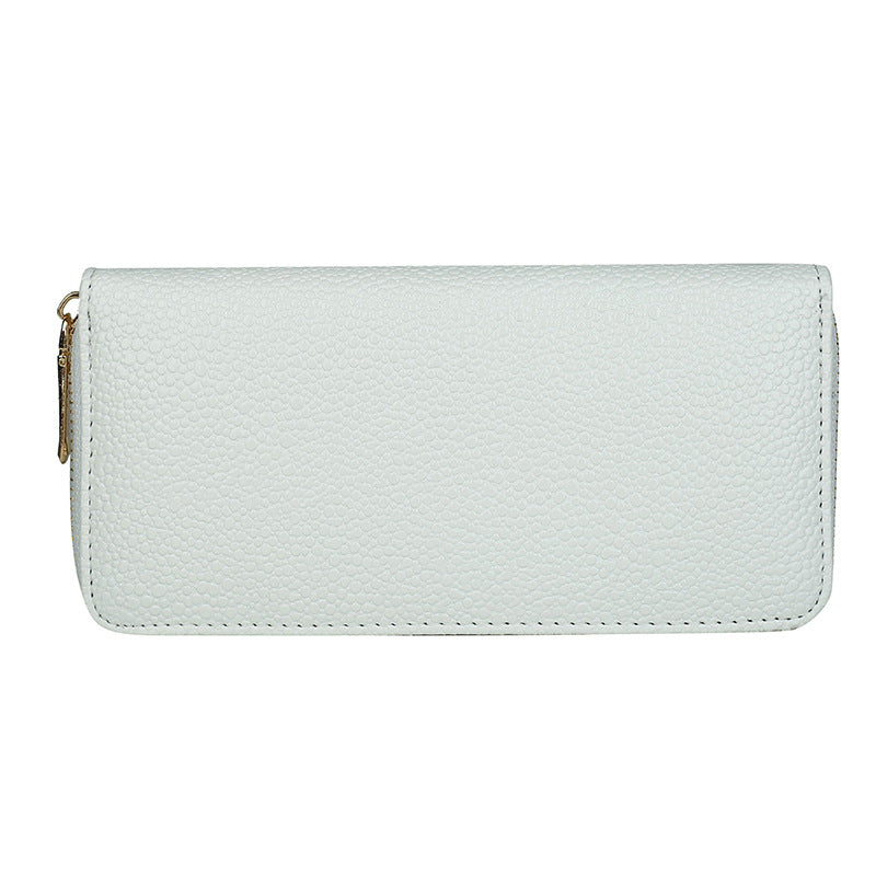 Mid-length Zipper Clutch Bag Fashion Solid Color PU Money Clip
