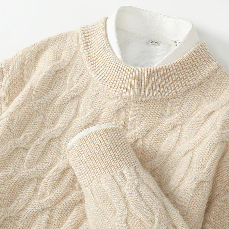 Men's Half Turtleneck Thick Sweater Pullover Knit Shirt