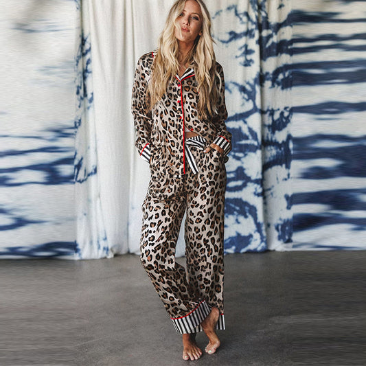 Women's Fashionable Leopard-Print Single-Breasted Multi-Button Suit