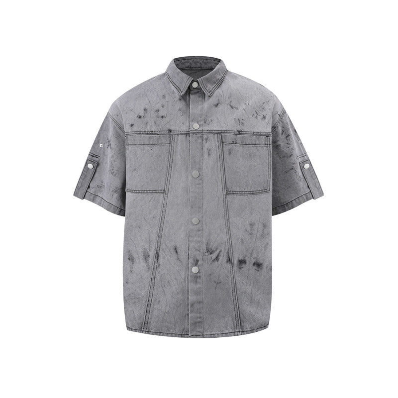 New Summer Retro Washed Denim Shirt And Shorts Set
