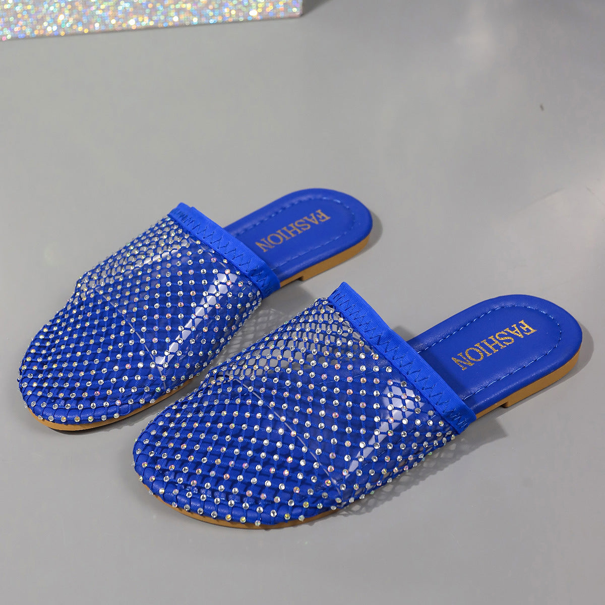Hule Gennemsigtige Sandaler Med Rhinestones Sommer Mode Udendørs Hjemmesko Flade Sko Til Kvinder