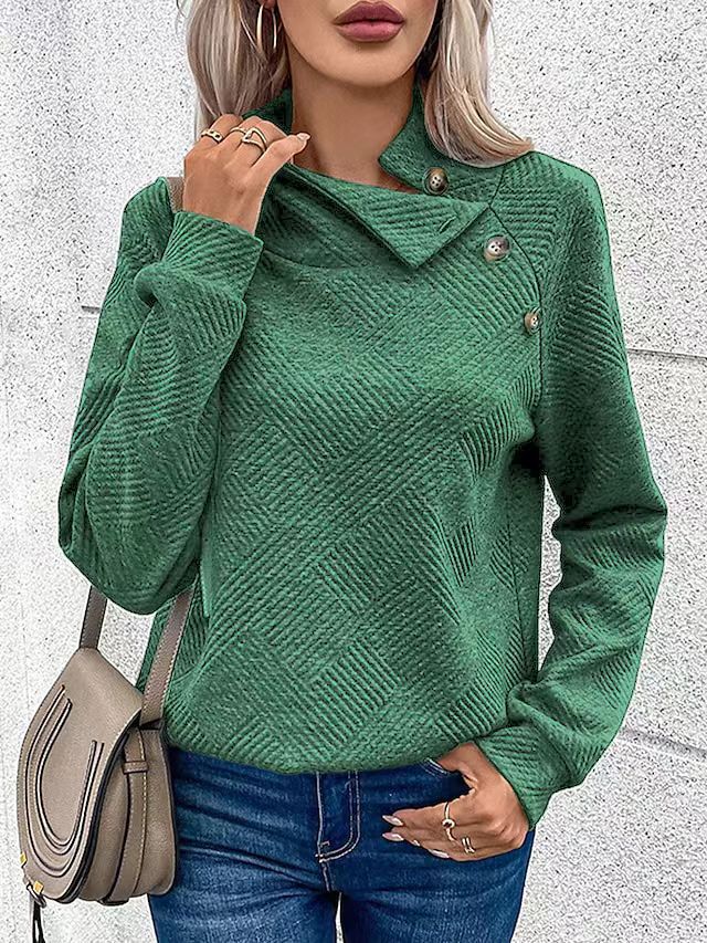 Ensfarvet pullover med lange ærmer