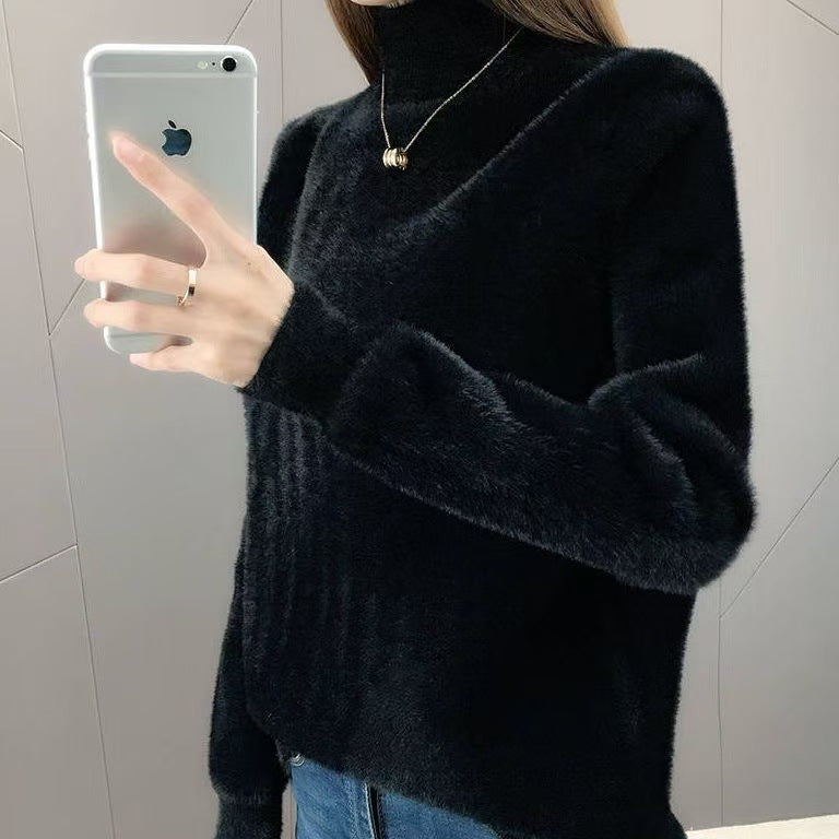 Women's Half Turtleneck Solid Color Bottoming Shirt