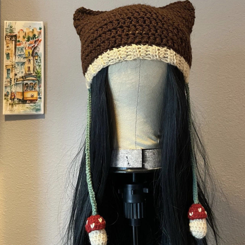 Hand Knitted Striped Woolen Cap