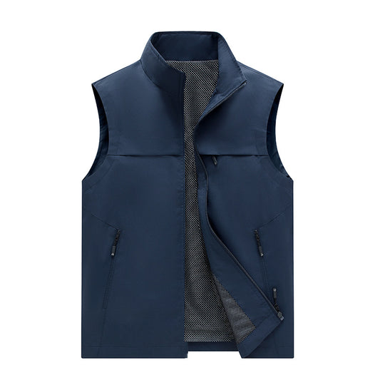 Thin Solid Colored Sports Style Casual Stand Up Collar Vest
