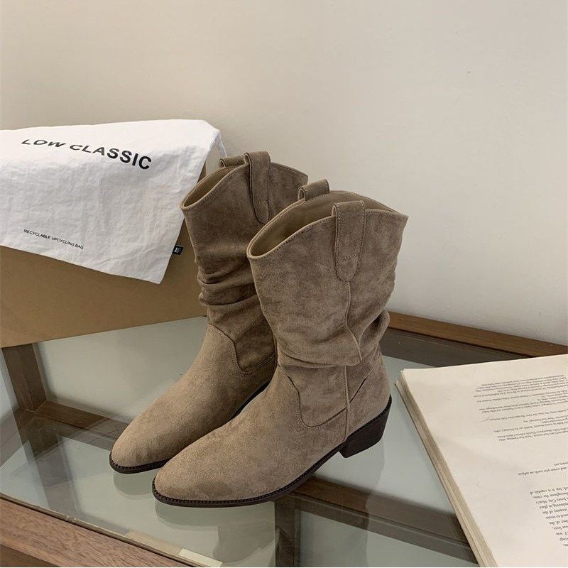 Womens Stylish British-style Chunky-heel Ankle Boots