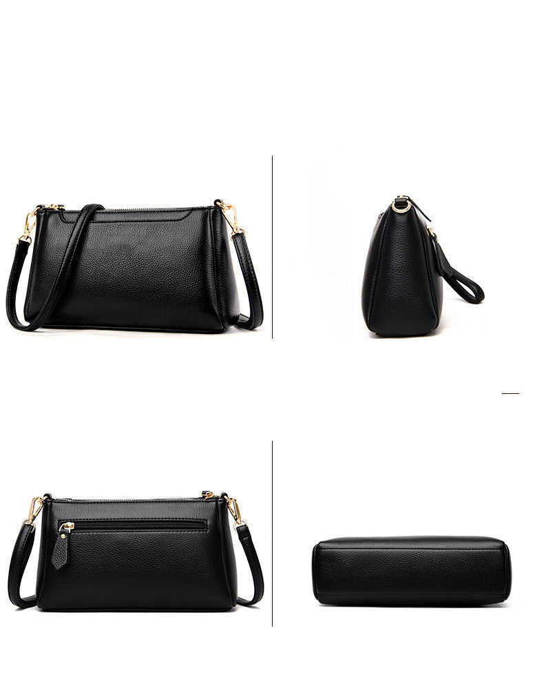 Soft Leather Multi-layer Middle-aged Women's Shoulder Messenger Bag