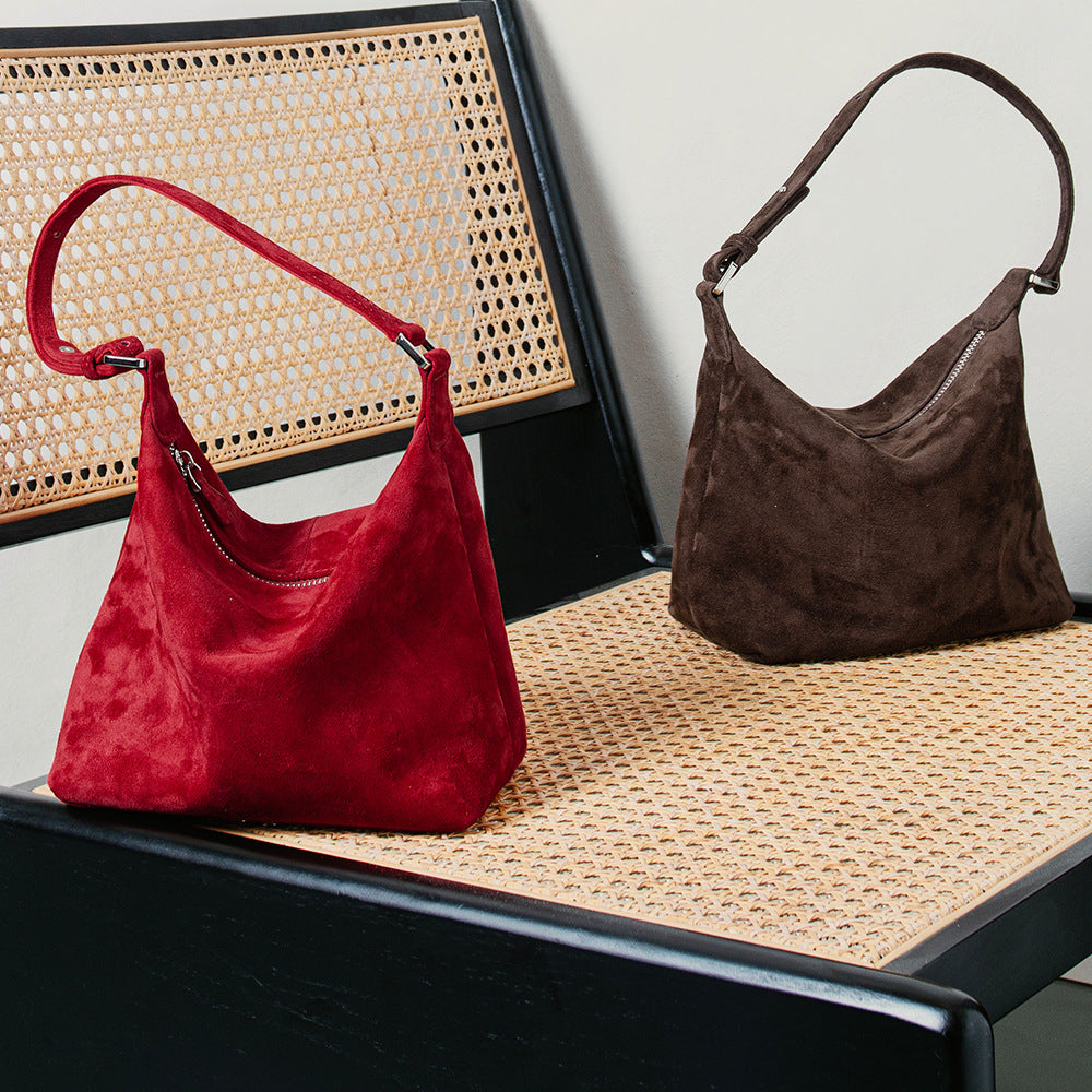 Large Capacity Light Luxury High-grade Goat Skin Suede Tote Bag
