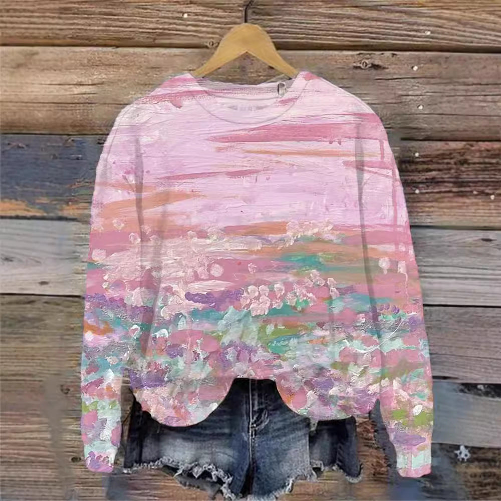 Women's Printed Crew Neck Sweatshirt