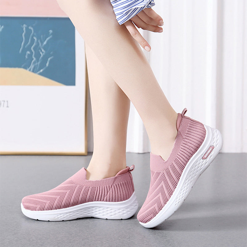 Afslappede mesh-sko strømpesko slip-on flade sko til kvinder sneakers afslappede bløde såler gåsko sportssko