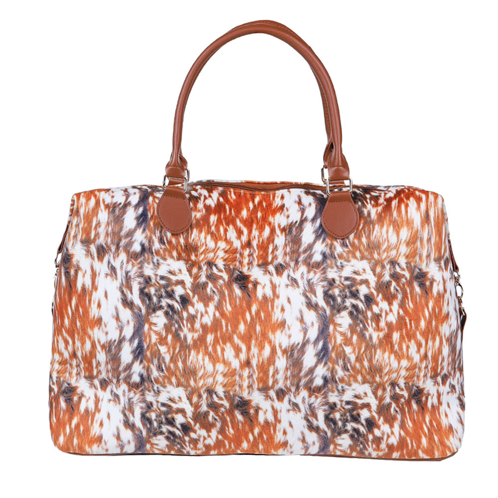Women's Fashion Leopard Print Black And White Check Handbag Travel Bag